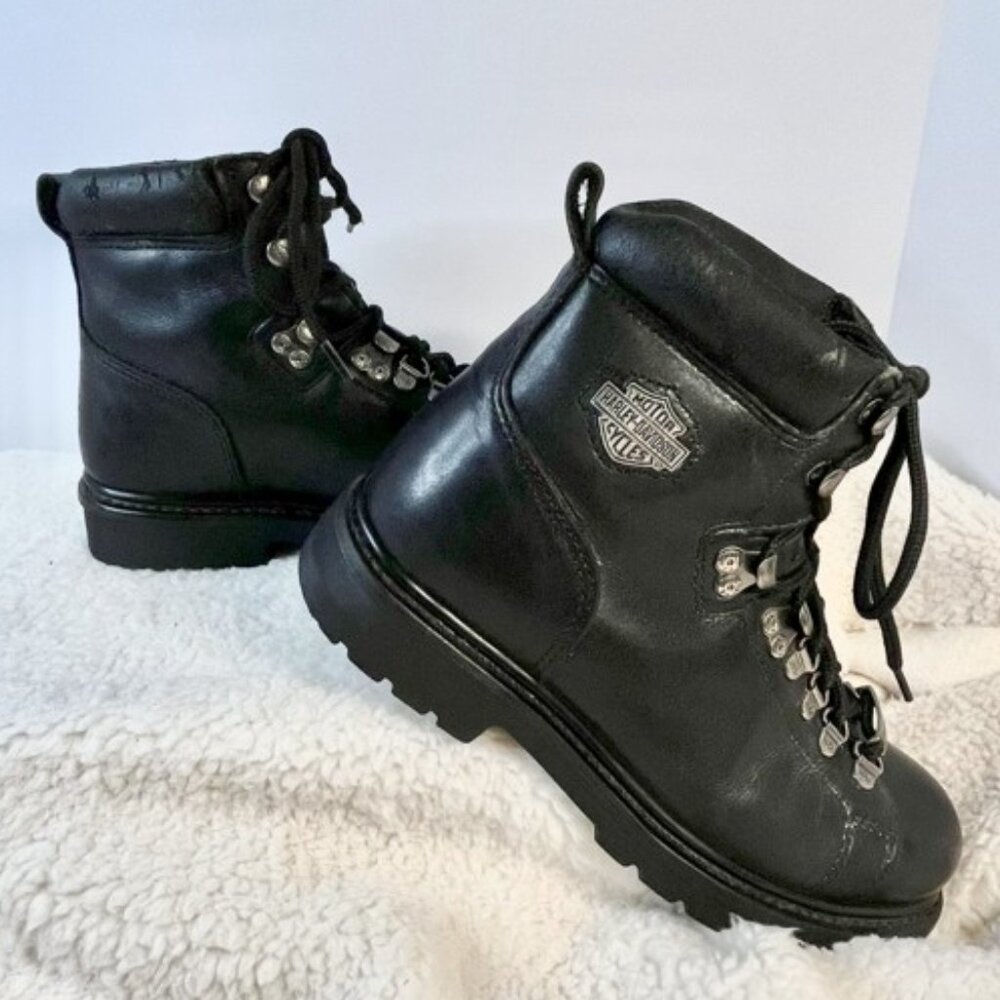 Authentic Harley Davidson Women's Black Leather Riding Boots Bikercore style